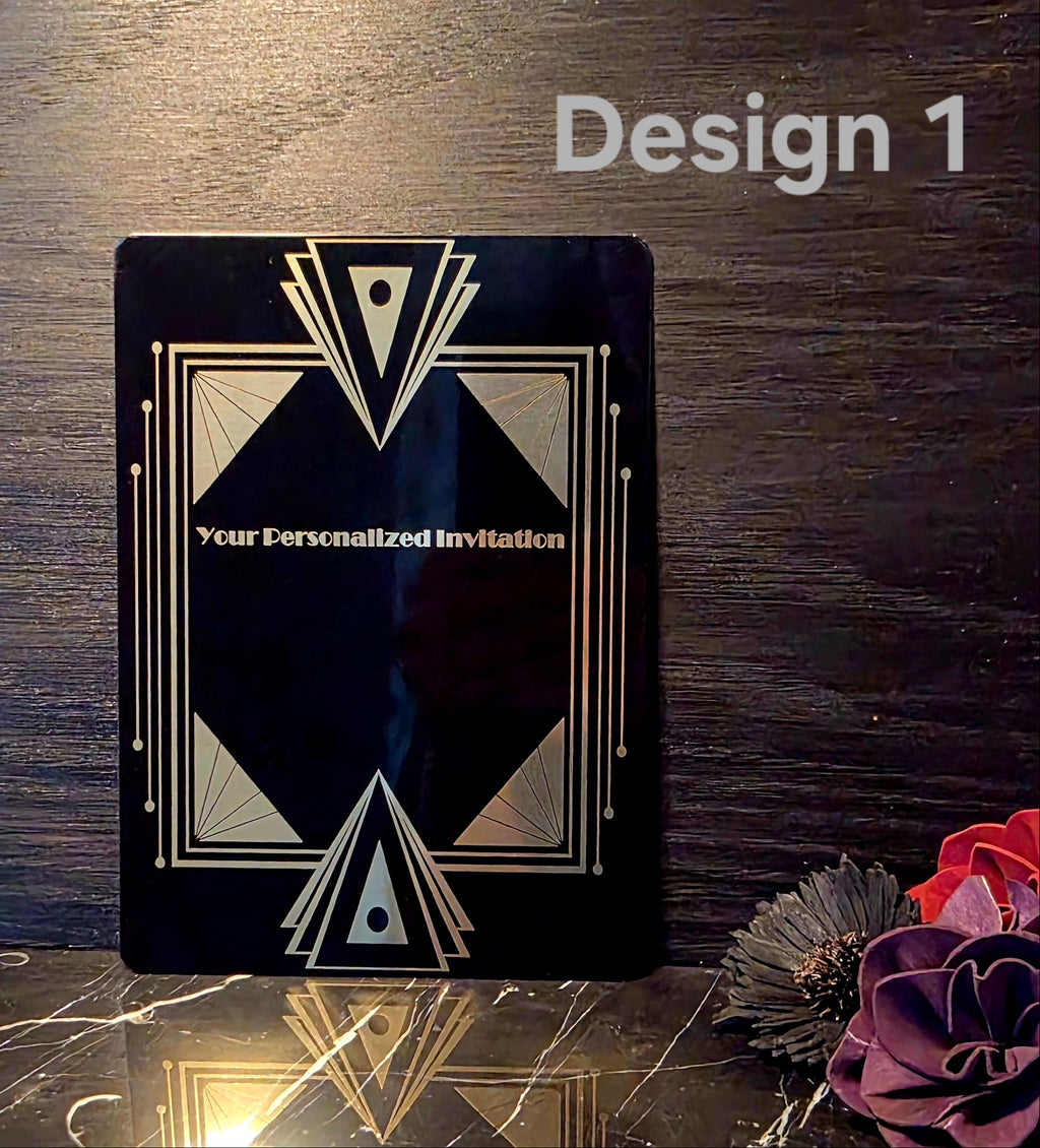 Gatsby Art Deco Metal Engraved Invitations - set of 10